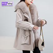 派克服女2025新中长百搭时尚 獭兔毛内胆狐狸毛领皮草大衣拆卸外套