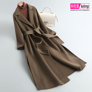 双面羊绒大衣女2025秋冬新中长款大牌开叉慵懒澳毛呢子羊毛呢外套