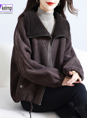 羊剪绒大衣女新款2025冬高档奢华宽松紧海宁羔羊毛毛颗粒皮草外套