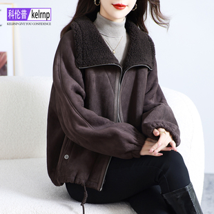 羊剪绒大衣女新款 2025冬高档奢华宽松紧海宁羔羊毛毛颗粒皮草外套