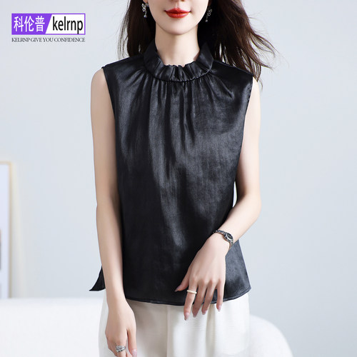 复古百搭纯色香云纱桑蚕丝上衣女