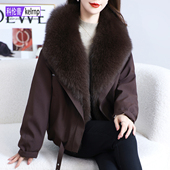 进口狐狸毛真皮草大衣女2025冬宽松正品 牌超大毛领鹅绒羽绒服外套