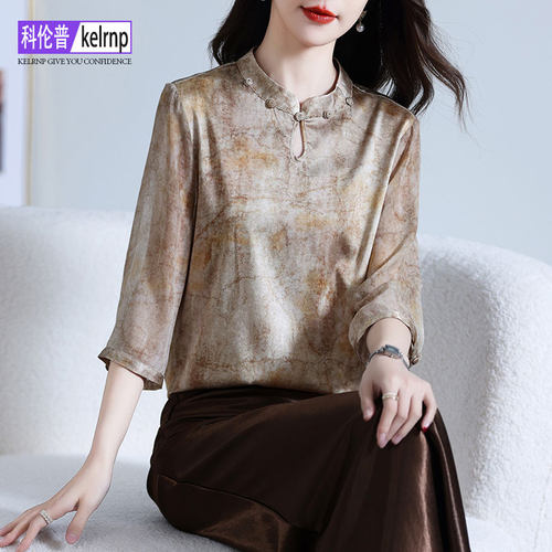 韩版宽松小花印花小衫桑蚕丝上衣