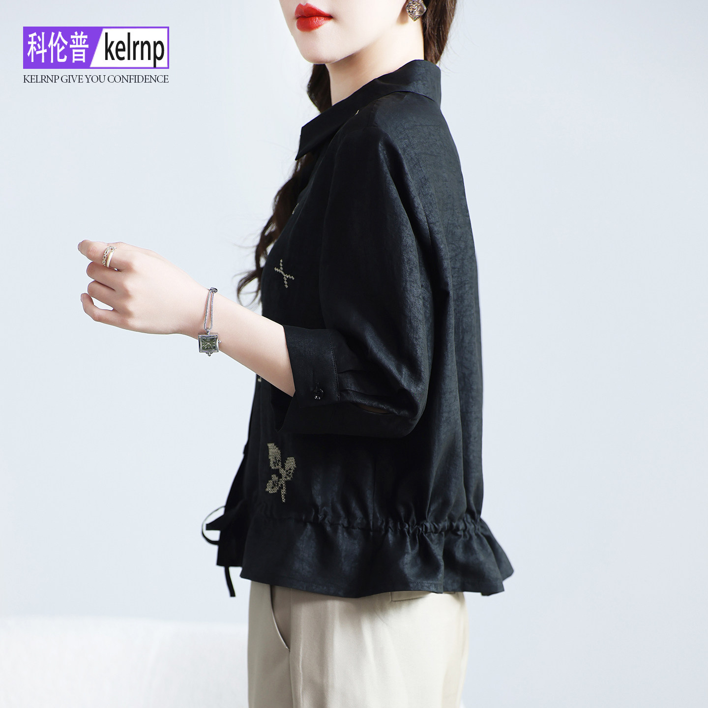 真丝短外套女2026春秋新高端香云纱龟裂纹棒球服桑蚕丝绸夹克开衫