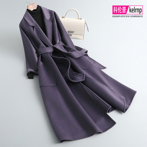 OL欧美水波纹澳毛呢子羊毛呢外套