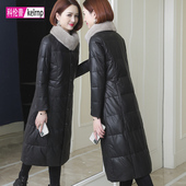 大翻领水貂毛领皮衣绵羊皮外套 冬时尚 真皮羽绒服女中长款 2026新款