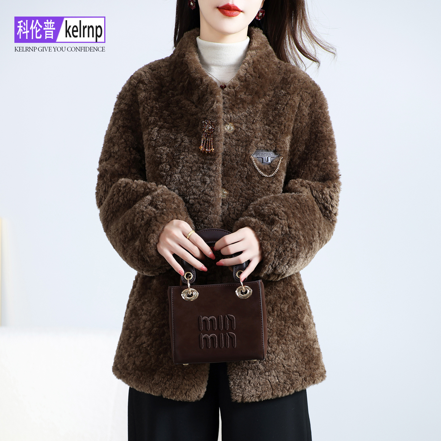 原创仿羔羊毛毛颗粒环保皮草外套