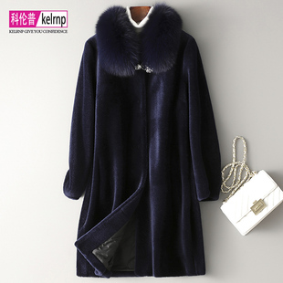 羊剪绒大衣女新款2025冬狐狸毛领大码中年妈妈羊羔毛颗粒皮草外套