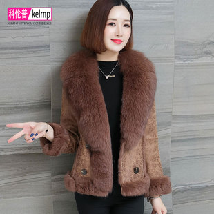 真皮獭兔毛皮毛一体外套女2026清仓冬短款 超大狐狸毛海宁皮草大衣
