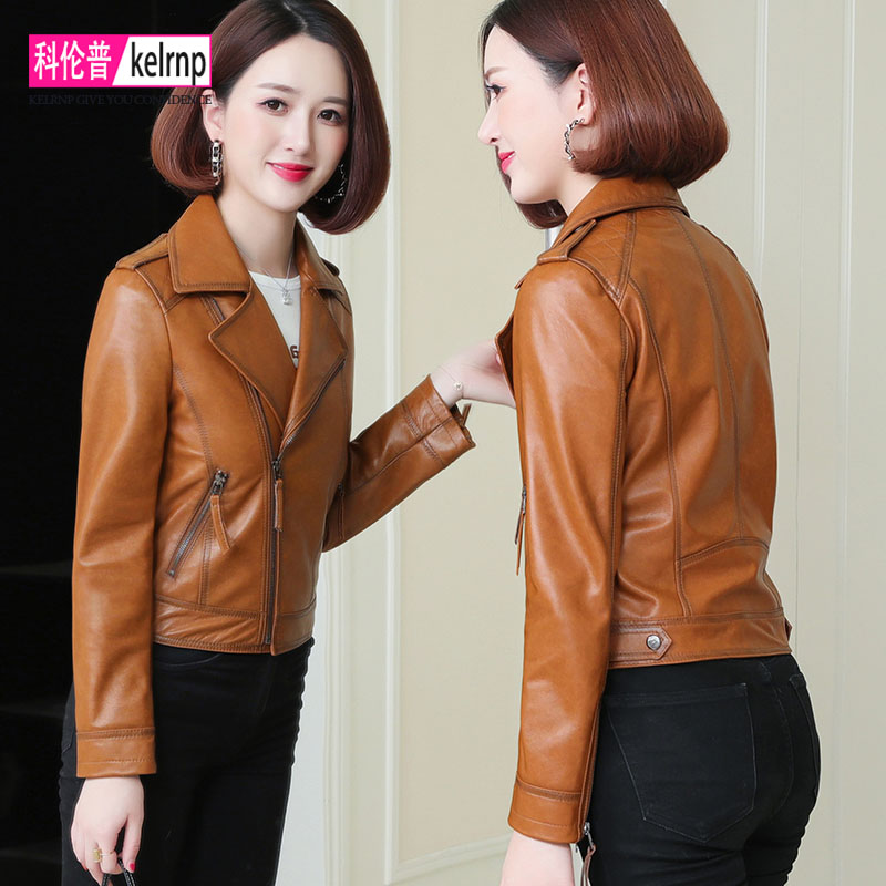 海宁真皮皮衣女2026春季新款短款经典复古绵羊皮夹克机车服小外套