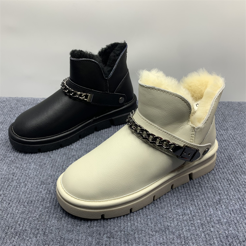 东北厚底防水牛皮雪地靴女冬季新款厚底皮毛一体保暖羊毛舒适棉鞋
