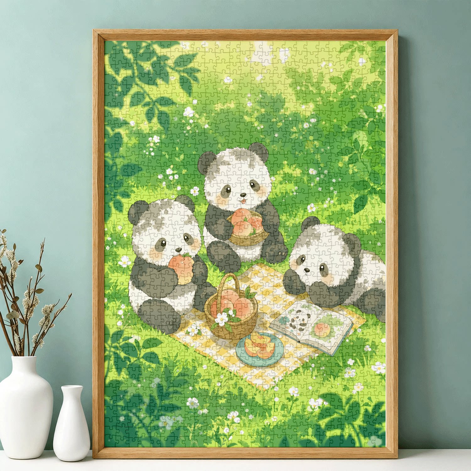 拼图1000片高端蓝卡风景带相框
