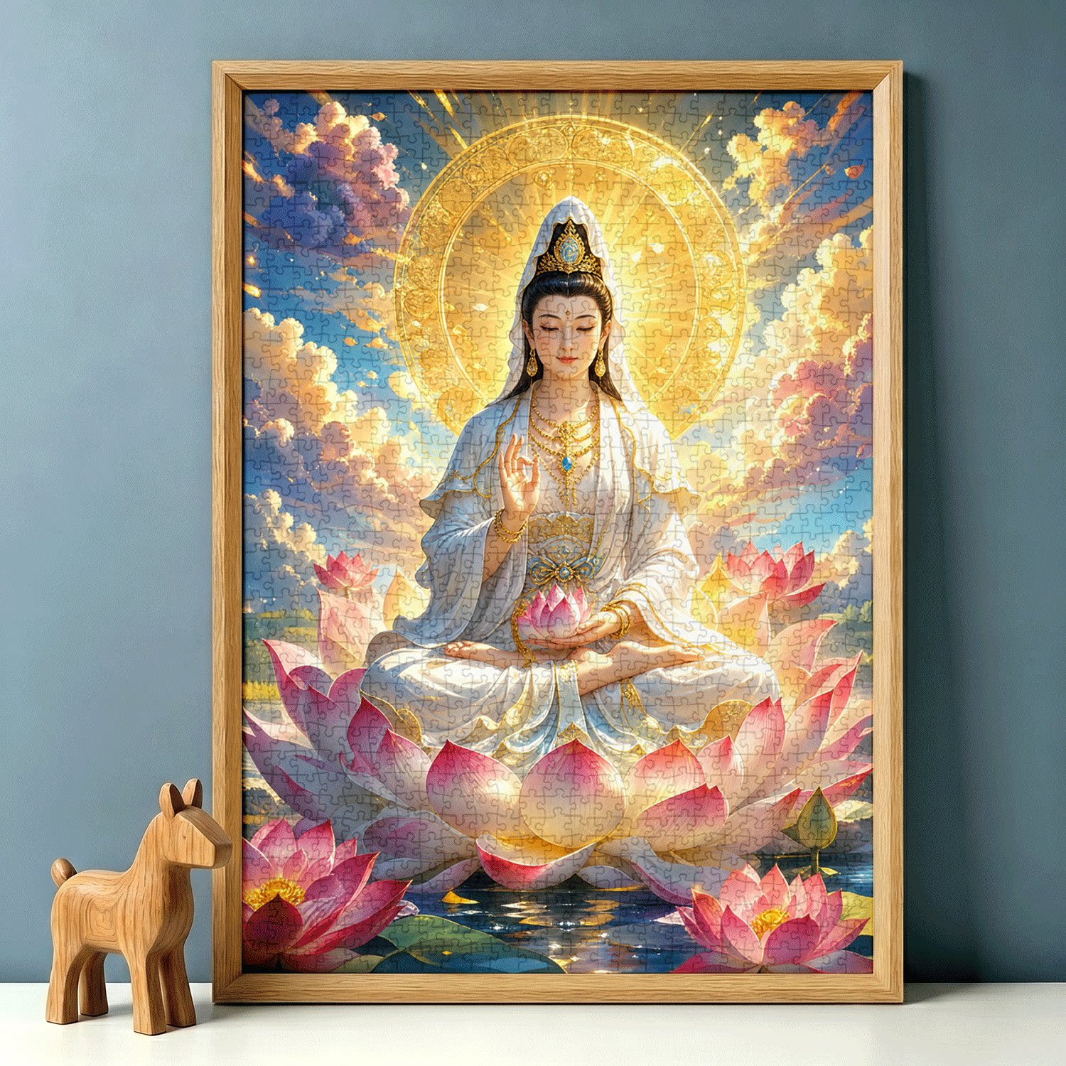 拼图1000片高端蓝卡带相框