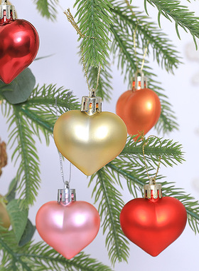 新款电镀彩色爱心圣诞挂件5厘米12pcs异形圣诞球亮光哑光装饰配饰