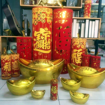 新年春节仿真坐地炮金元宝摆件