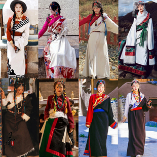 秋冬新款演艺藏裙西藏服女款藏袍藏装藏服女长裙民族风旅拍写真服