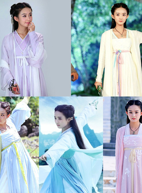 影视古装赵丽颖花千骨同款古装/淡紫色cos服/武侠装侠女服/仙侠装