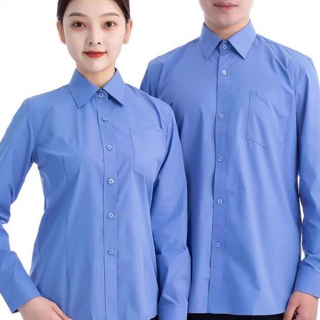 新款检短袖衬衫夏群男女夏装工作服外套春秋裤夏裤套装可团购定制