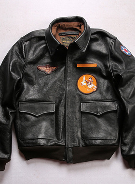 大逃亡 15149 复刻版A2飞行服真皮皮衣男树膏缩纹牛皮夹克