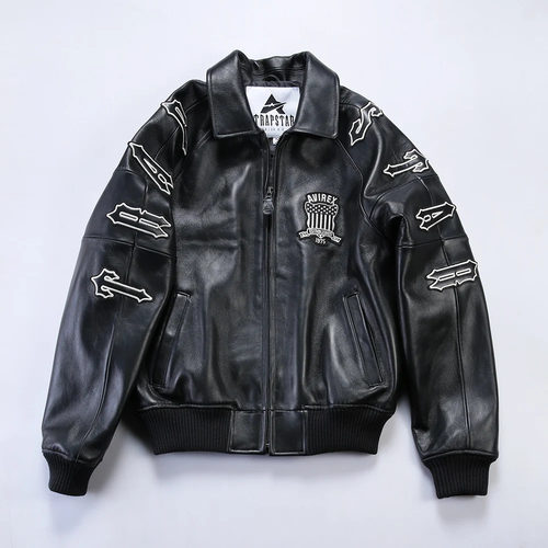 Men's Flight Black France Sheepskin Jacket US Size Coats