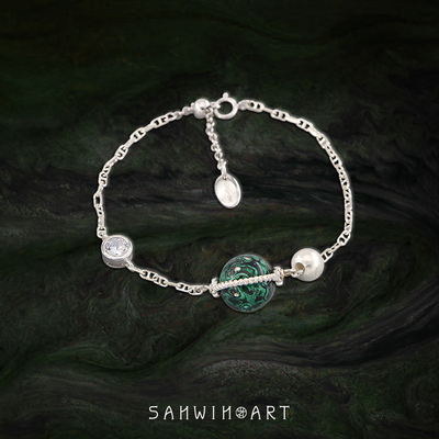 山印集原创【奇妙木星】非遗大漆珠螺钿手链纯银极光星球情侣送礼