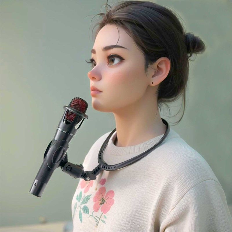 挂脖麦克风支架唱歌神器吉他弹唱魔术师腹语主持人解放双手话筒夹