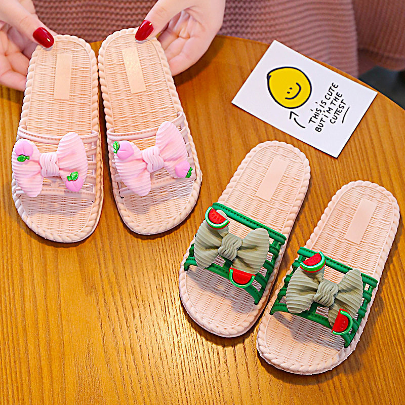 女童拖鞋家居可爱软底水果蝴蝶结防滑外穿公主儿童凉拖夏季一字拖