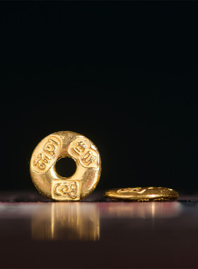 手工錾刻古法黄金吉言金饼隔片