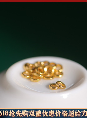 足金手工錾刻古法黄金盘缠小金圈
