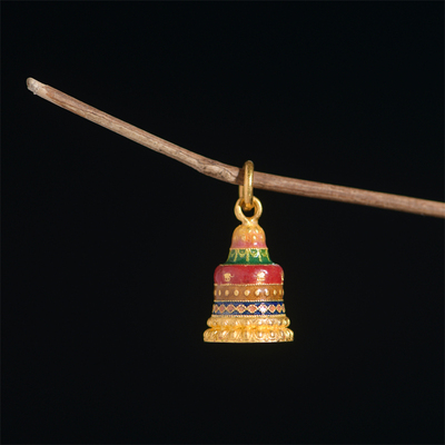 足金珐琅烧蓝佛塔吊坠