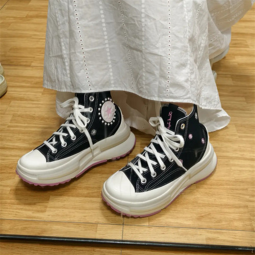 CONVERSE LEGACY匡威黑色刺绣夹心厚底复古运动休闲帆布鞋A15785C