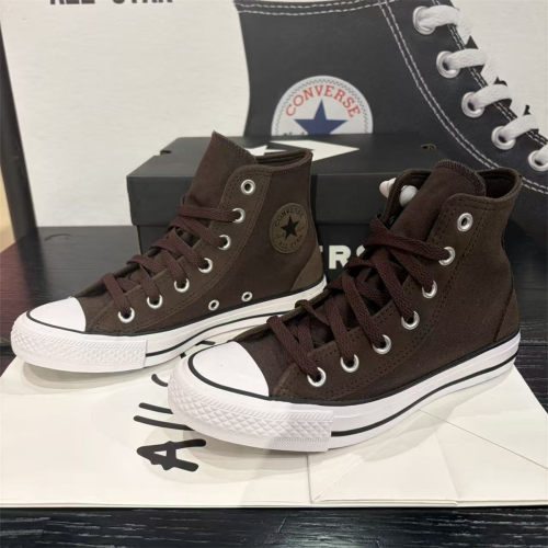 正品匡威 CONVERSE ALLSTAR经典款咖色拼接高帮休闲帆布鞋A19201C