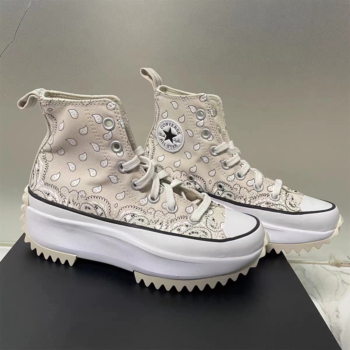 converse 匡威run star厚底增高 腰果花帆布鞋 171941c