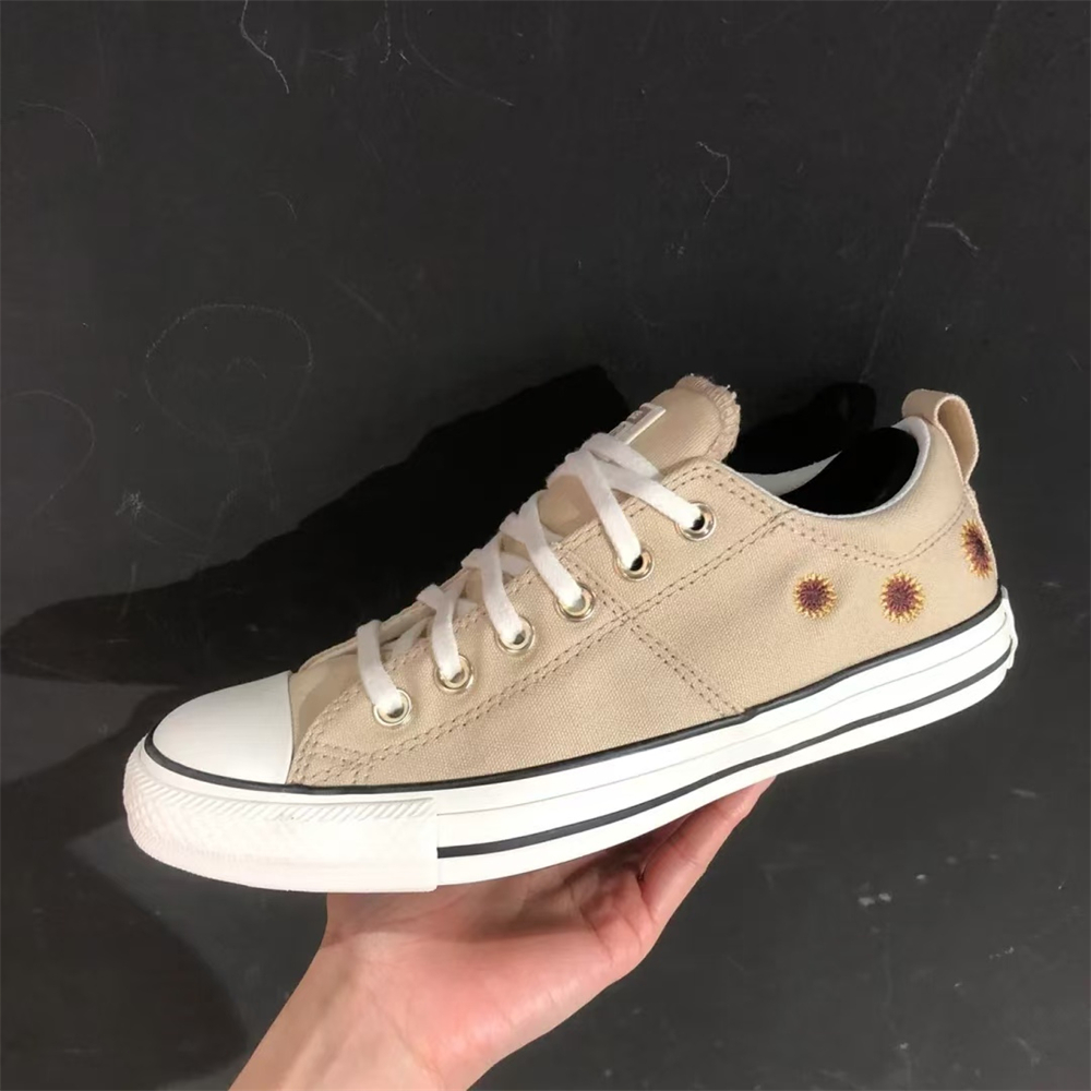 CONVERSE ALLSTAR匡威经典款燕麦奶茶刺绣低帮帆布鞋A03952c