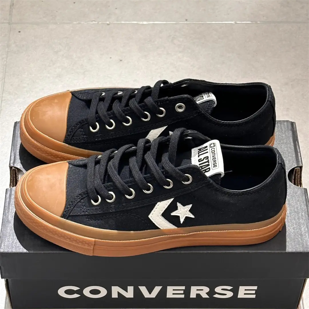 CONVERSE STAYPLAYER正品匡威箭星黑色生胶大底低帮滑板鞋A08847C