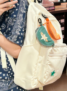 CONVERSE匡威冰激凌奶油白绿色刺绣标中号双肩包10021005-A02