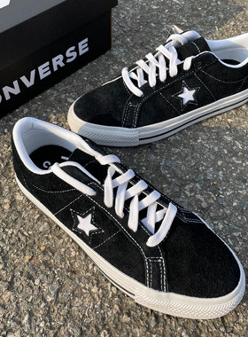 匡威CONVERSE ONESTAR PRO黑色翻毛皮麂皮经典低帮帆布鞋171587c