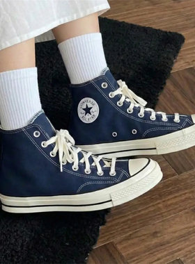 CONVERSE 1970S 匡威暗夜蓝藏蓝高帮复古运动休闲帆布鞋 164945C