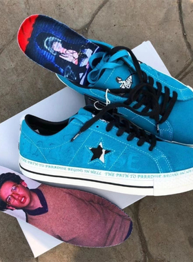 CONVERSE匡威ONE STAR PRO Sean Pablo联名签名湖蓝色麂皮173215