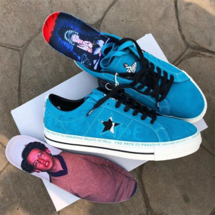 CONVERSE匡威ONE STAR PRO Sean Pablo联名签名湖蓝色麂皮173215