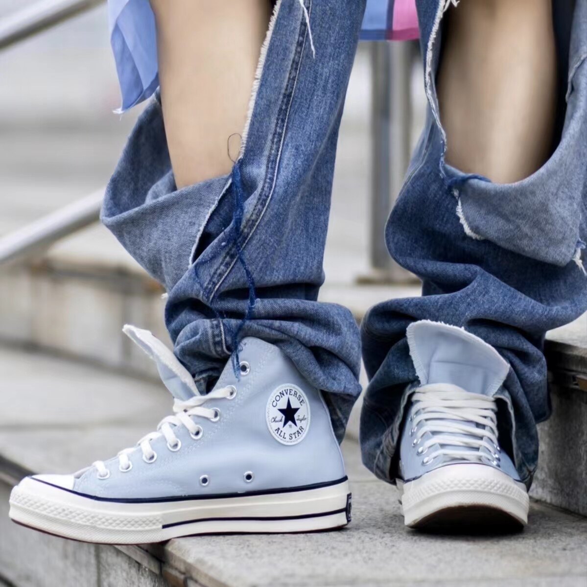 converse匡威1970s 23年春季新款灰蓝色高帮男女帆布鞋 a03447c