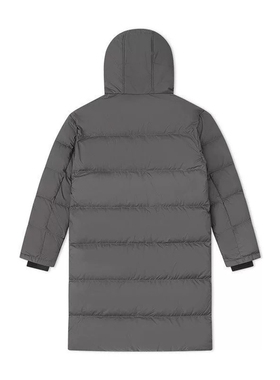 Converse匡威冬季灰色简约长款连帽鸭绒羽绒服过冬10026916-A01