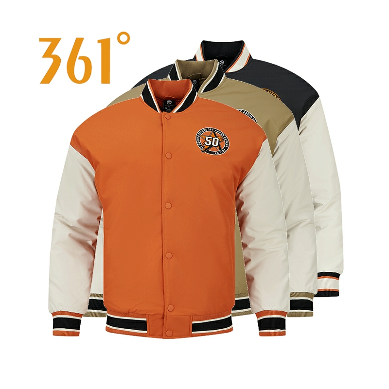 361度男装休闲棒球外套2023冬新品保暖舒适361男士运动短款厚棉服