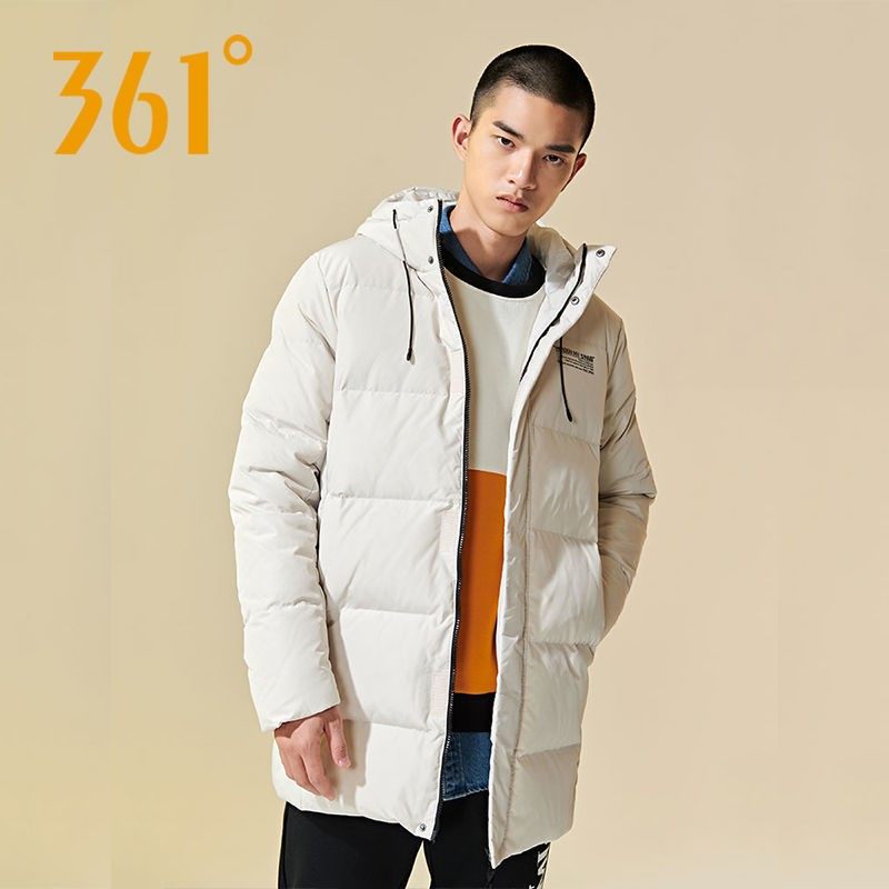 361°运动羽绒服男士中长款保暖2022潮流外衣新款连帽防风外套男