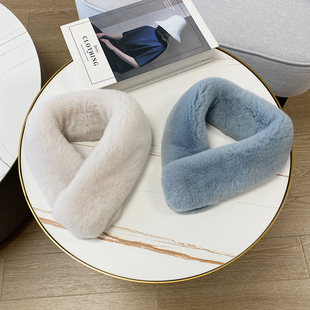 冰奴寒域 冬季保暖韩版獭兔毛皮草围脖整皮双面兔毛小围巾女真毛