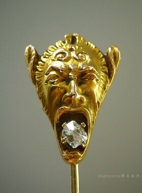 「Victorian C.1880S」古董钻石黄金魔兽石像鬼神秘个性DIY大耳钉