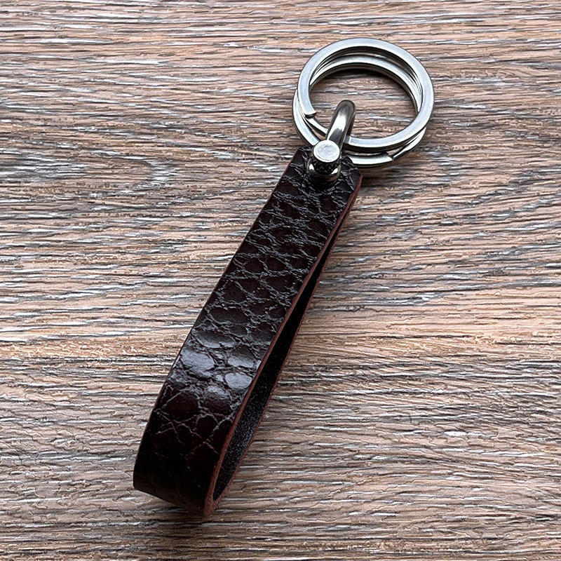 植鞣头层牛皮手工钥匙扣不锈钢真皮纯铜钥匙链复古汽车摩托车机车