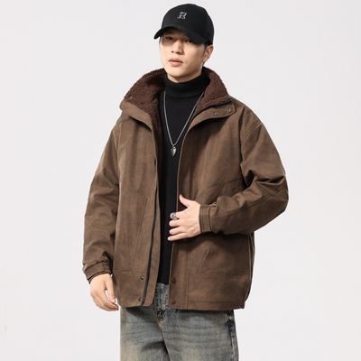 aimiti美式复古加棉羊羔绒夹克