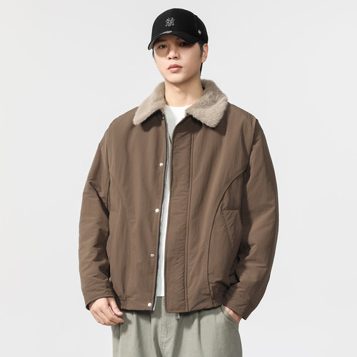 2025冬季新款仿貂毛外套男士夹克