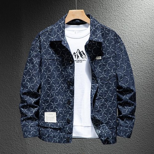 四季可穿宽松提花工艺牛仔外套